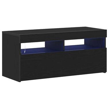 vidaXL - LED TV-meubel met deur - Zwart eiken - Hout - 90x35x40 cm product