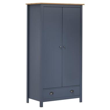 vidaXL - 2-deurs Kledingkast Hill met 1 lade - Grenenhout - Grijs - 89x50x170 cm product