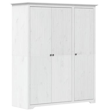 vidaXL - 3-deurs Kledingkast BODO - Massief grenenhout - Wit - 146x53.5x173 cm product
