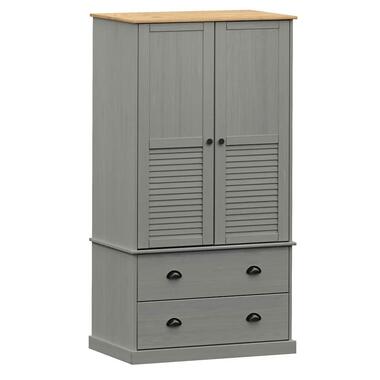 vidaXL - Kledingkast VIGO met 2 lades - Grenenhout - Grijs - 90x55x170 cm product