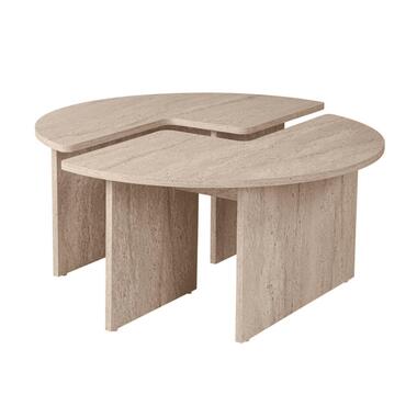 CALICOSY - Set van 2 Salontafels MOIRA - Travertijn - 41x90x90 cm product