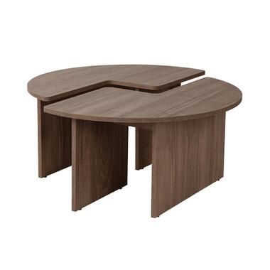 CALICOSY - Set van 2 Salontafels MOIRA - Walnoot - 41x90x90 cm product