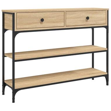 vidaXL - Wandtafel met 2 lades 2 schappen - Sonoma eiken - Hout - 100x25x75 cm product