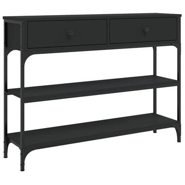vidaXL - Wandtafel met 2 lades 2 schappen - Zwart - Bewerkt hout - 100x25x75 cm product