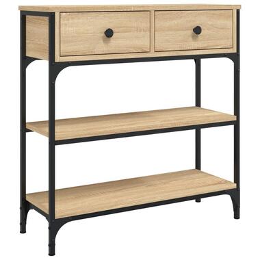 vidaXL - Wandtafel met 2 lades 2 schappen - Sonoma eiken - Hout - 72.5x25x75 cm product