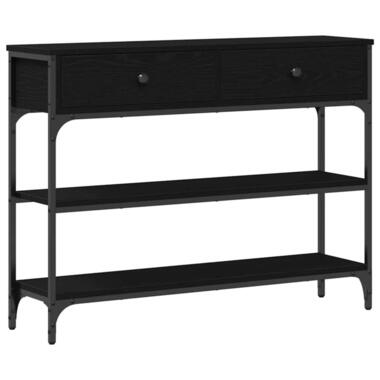 vidaXL - Sidetable met 2 lades 2 schappen - Zwart - Gelaagd hout - 100x25x75 cm product