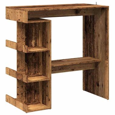 vidaXL - Bartafel met opbergruimte - Oud hout - Bewerkt hout - 100x48 cm product