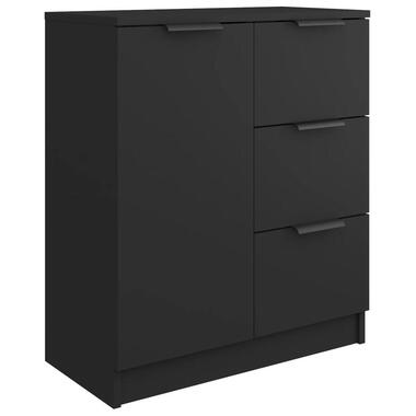 vidaXL - Dressoir met 1 deur 3 lades - Zwart - Bewerkt hout - 60x30x70 cm product
