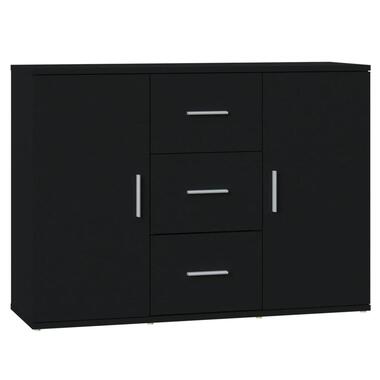 vidaXL - Dressoir met 2 deuren 3 lades - Zwart - Bewerkt hout -91x29.5x65 cm product