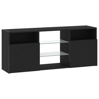 vidaXL - LED TV-meubel met 2 deuren - Zwart eiken - Hout en glas - 120x30x50 cm product