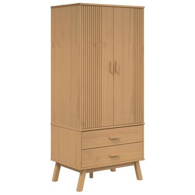 vidaXL - Kledingkast OLDEN met 2 lades - Grenenhout - Bruin - 76.5x53x172 cm product
