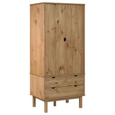 vidaXL - Kledingkast OTTA met 2 lades - Grenenhout - Bruin - 76.5x53x172 cm product
