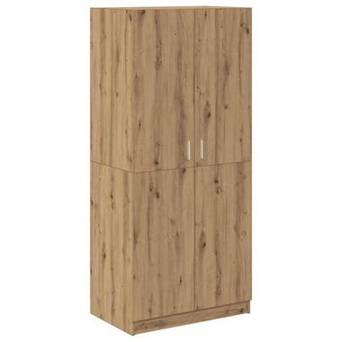 vidaXL - 2-deurs Kledingkast - Bewerkt hout - Artisanaal eiken - 90x52x200 cm product