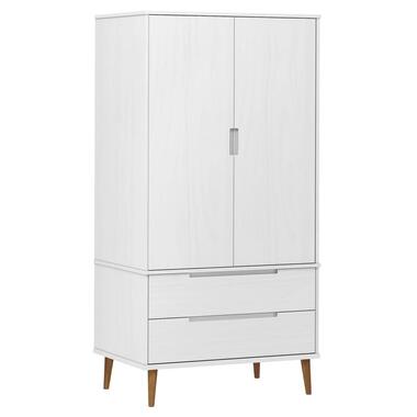 vidaXL - Kledingkast MOLDE met 2 lades - Grenenhout - Wit - 90x55x175 cm product