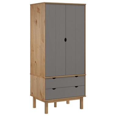 vidaXL - Kledingkast OTTA met 2 lades - Hout - Bruin en grijs - 76.5x53x172 cm product