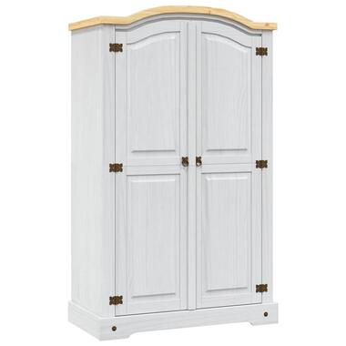 vidaXL - 2-deurs Kledingkast - Massief grenenhout - Wit - 101x52x170 cm product