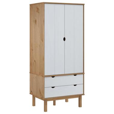 vidaXL - Kledingkast OTTA met 2 lades - Hout - Bruin en wit - 76.5x53x172 cm product
