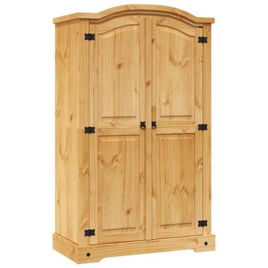 vidaXL - 2-deurs Kledingkast - Massief grenenhout - Bruin - 101x52x170 cm product