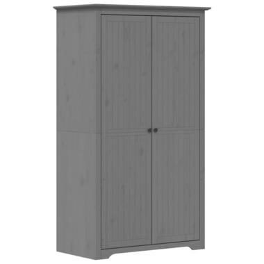 vidaXL - 2-deurs Kledingkast BODO - Massief grenenhout - Grijs - 99x53.5x173 cm product