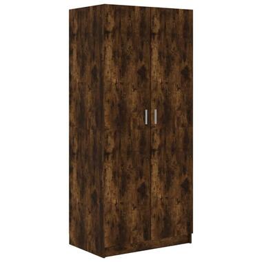 vidaXL - 2-deurs Kledingkast - Bewerkt hout - Gerookt eiken - 80x52x180 cm product