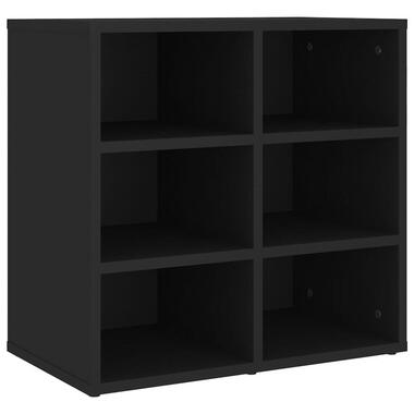 vidaXL - Schoenenkast met 6 vakken - Zwart - Bewerkt hout - 52.5x30x50 cm product