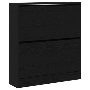 vidaXL - Zwart Schoenenkast met 2 vakken - Bewerkt hout - 80x21x87.5 cm product