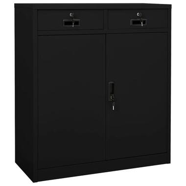 vidaXL - Archiefkast met 2 legplanken en 2 lades - Zwart - Staal - 90x40x102 cm product