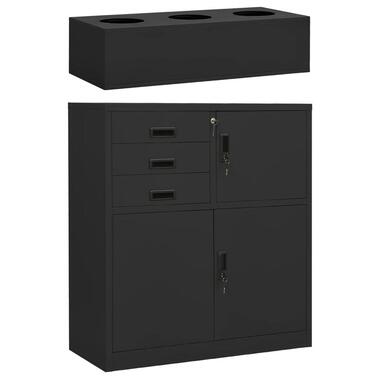 vidaXL - Archiefkast met 3 lades - Plantenbak - Antraciet - Staal - 90x40x125 cm product