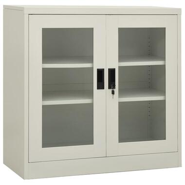vidaXL - Archiefkast 2 legplanken en 2 deuren - Lichtgrijs - Staal - 90x40x90 cm product