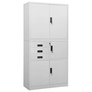 vidaXL - Archiefkst met 3 lades en 5 deuren - Lichtgrijs - Staal - 90x40x180 cm product