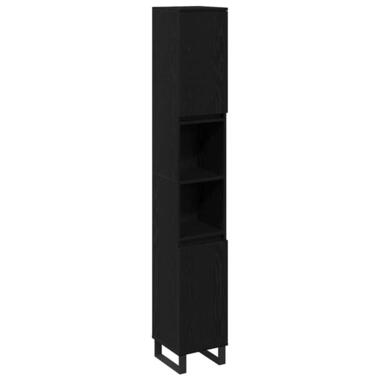 vidaXL - Kolomkast met 2 deuren 2 vakken - Zwart eiken - Hout - 30x30x190 cm product