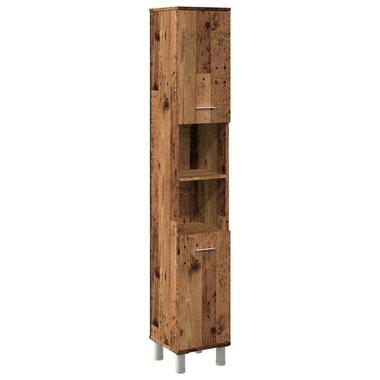 vidaXL - Kolomkast met 2 deuren 2 vakken oud hout - Bewerkt hout - 30x30x179 cm product