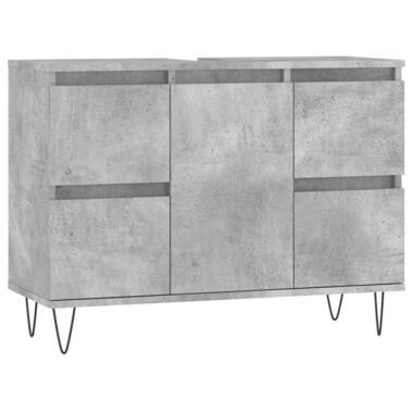 vidaXL - Betongrijs Wastafelonderkast - 1 deur 4 lades - Hout - 80x33x60 cm product