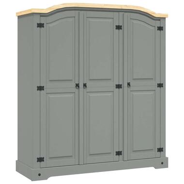 vidaXL - 2-deurs Kledingkast - Massief grenenhout - Grijs - 101x52x170 cm product