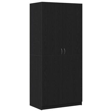 vidaXL - 2-deurs Kledingkast - Bewerkt hout - Zwart - 90x52x200 cm product