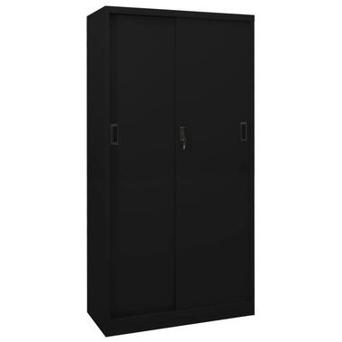 vidaXL - Archiefkst 4 legplanken en schuifdeuren - Zwart - Staal - 90x40x180 cm product