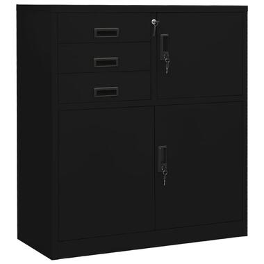 vidaXL - Archiefkast met 3 lades en 3 deuren - Zwart - Staal - 90x40x102 cm product