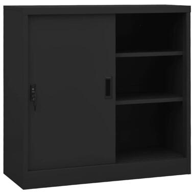vidaXL - Archiefkast met 2 legplanken en schuifdeuren - Antraciet - 90x40x90 cm product
