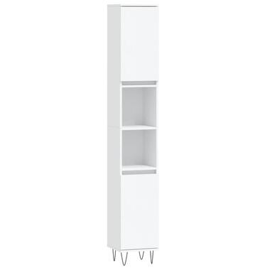 vidaXL - Kolomkast met 2 deuren - Wit - Bewerkt hout en ijzer - 30x30x190 cm product