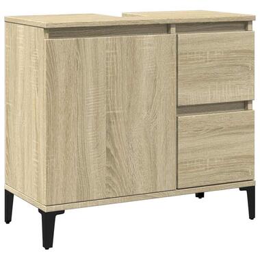vidaXL - Wastafelonderkast - 1 deur 2 lades - Sonoma eiken - Hout - 65x33x60 cm product