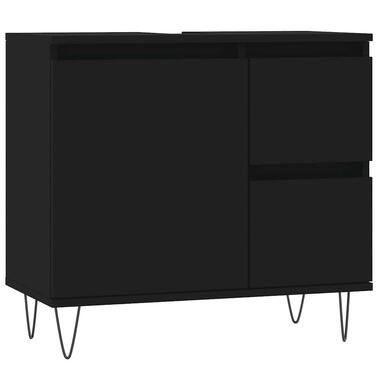 vidaXL - Wastafelonderkast met 2 lades - Zwart - Hout en ijzer - 65x33x60 cm product