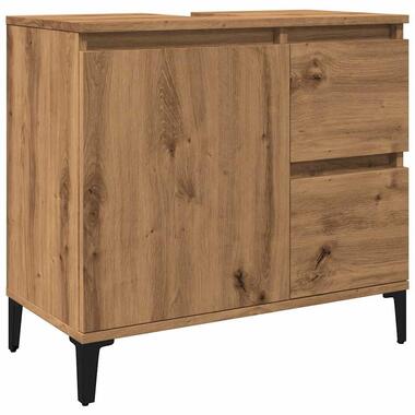 vidaXL - Wastafelonderkast - 1 deur 2 lades - Artisanaal eiken - 65x33x60 cm product