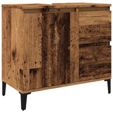 vidaXL - Wastafelonderkast - 1 deur 2 lades - Oud hout - Hout - 65x33x60 cm product