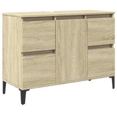 vidaXL - Wastafelonderkast met 1 deur 4 lades - Sonoma eiken - 80x33x60 cm product
