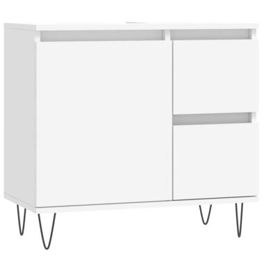 vidaXL - Wastafelonderkast met 2 lades - Wit - Hout en ijzer - 65x33x60 cm product