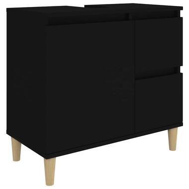 vidaXL - Wastafelonderkast met 1 deur 2 lades - Zwart - Hout - 65x33x60 cm product