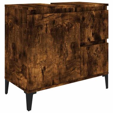 vidaXL - Gerookt eiken Wastafelonderkast - 1 deur 2 lades - Hout - 65x33x60 cm product