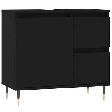 vidaXL - Wastafelkast met 1 deur 2 lades - Zwart - Hout en ijzer - 65x33x60 cm product