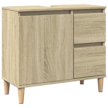 vidaXL - Wastafelonderkast met 1 deur 2 lades - Sonoma eiken - 65x33x60 cm product