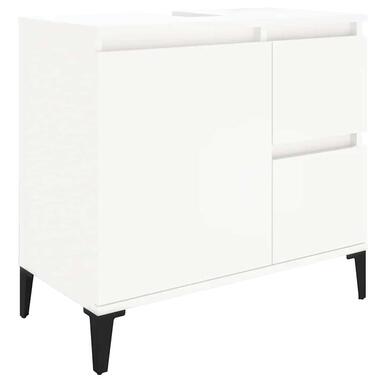 vidaXL - Wit Wastafelonderkast - 1 deur 2 lades - Hout en metaal - 65x33x60 cm product